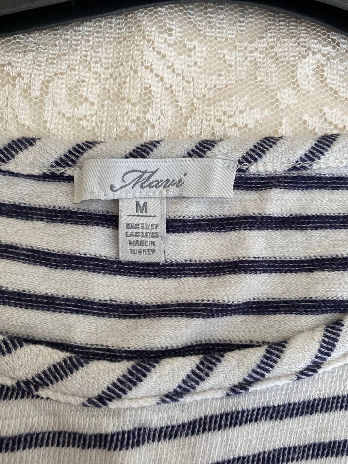 Çizgili Keten Midi Elbise - Görsel 4