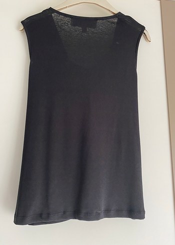 Drapeli Siyah Kolsuz Kadın Bluz - Görsel 2