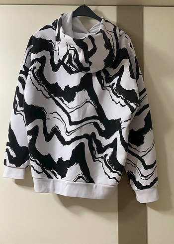 Network Zebra Desenli Uzun Kollu Kapüşonlu Sweatshirt