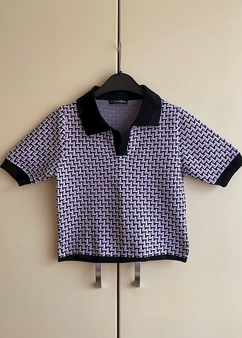 Desenli Kısa Kollu Polo Tişört