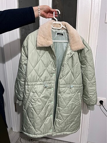 Mint yeşil capitone mont