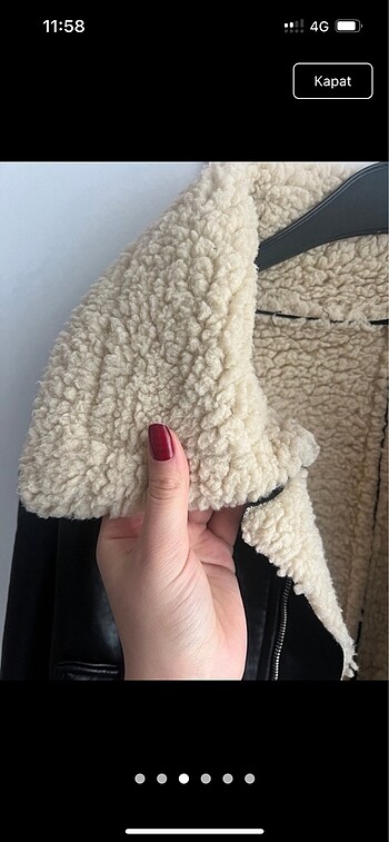 Kürklü deri ceket - Görsel 3