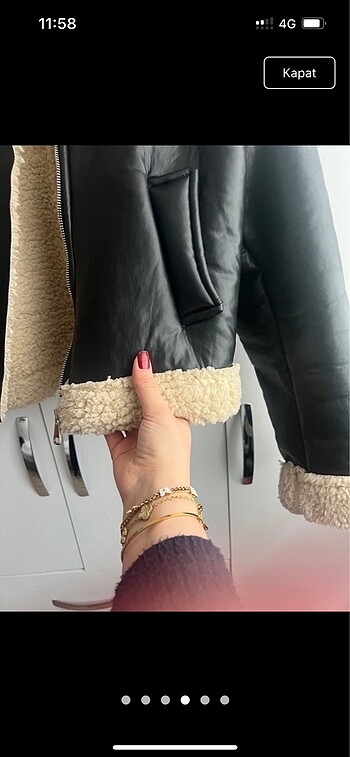 Kürklü deri ceket - Görsel 4