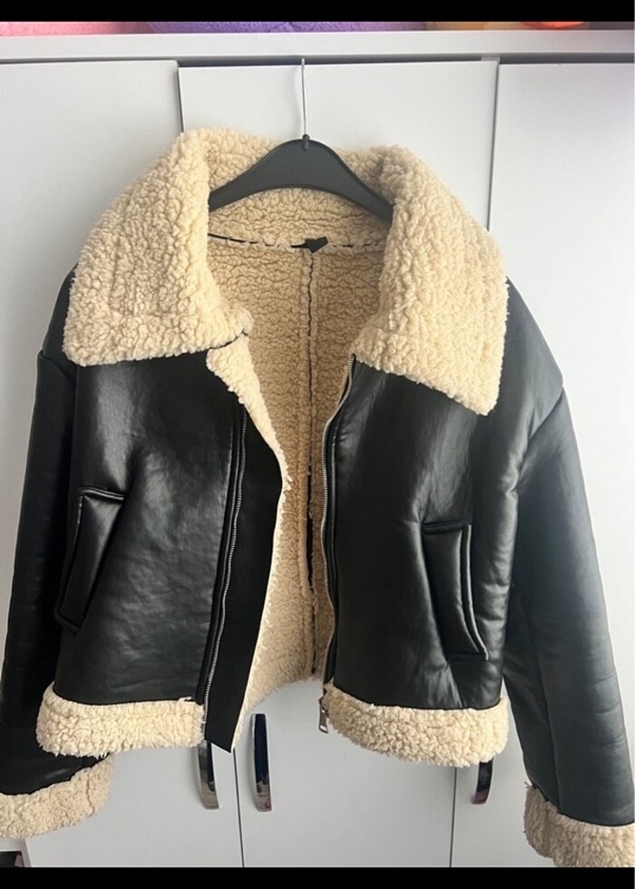 Kürklü deri ceket - Görsel 2