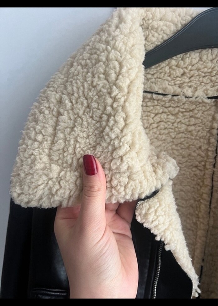 Kürklü deri ceket - Görsel 3