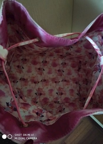 Beden este lauder pembe batık desen keten çanta