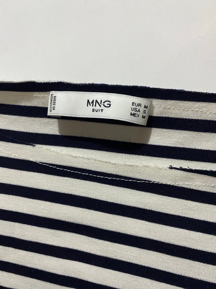 Kadın Çizgili Kısa Kollu Pamuklu Bluz - Görsel 2