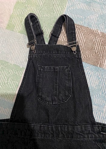 Kadın Siyah kot demir askılı tulum elbise - Görsel 2