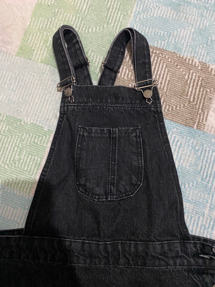 Kadın Siyah kot demir askılı tulum elbise - Görsel 2