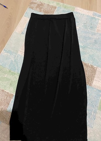 Drapeli Siyah Uzun Kadın yırtmaçlı  Etek - Görsel 4