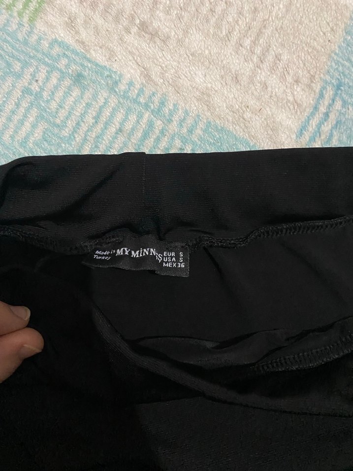 Drapeli Siyah Uzun Kadın yırtmaçlı  Etek - Görsel 3