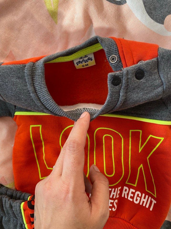 Gri Baskılı Erkek Bebek Eşofman Takımı - Görsel 3