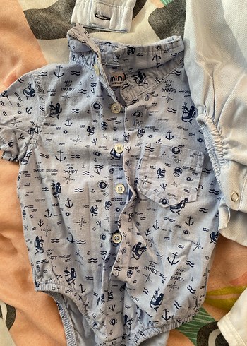 Mavi Pamuklu Erkek Bebek Kısa Kollu Body - Görsel 2