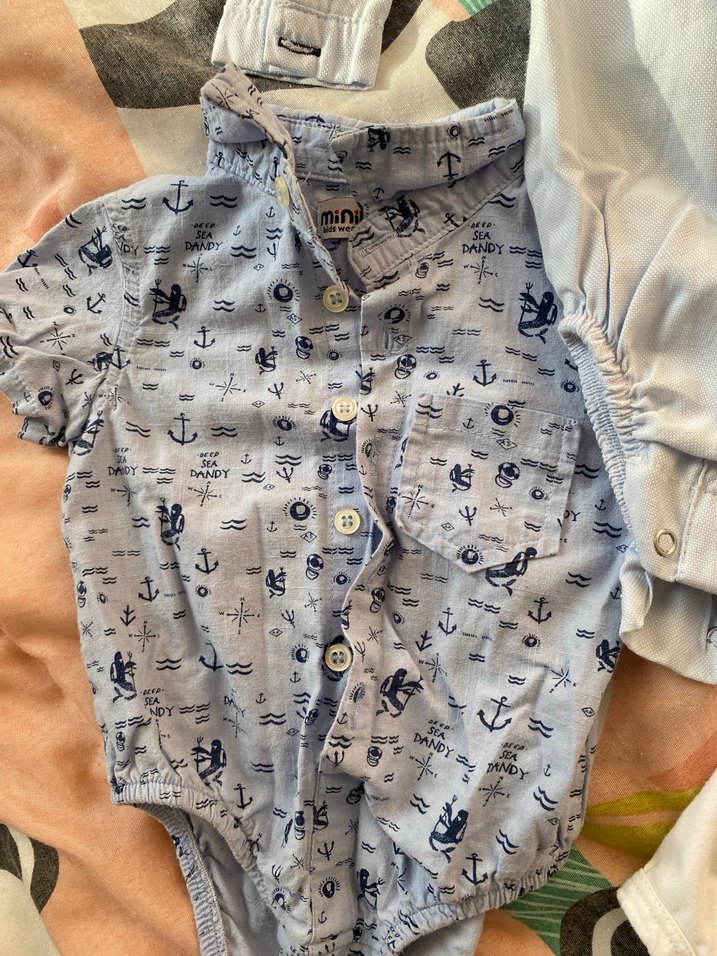 Mavi Pamuklu Erkek Bebek Kısa Kollu Body - Görsel 2