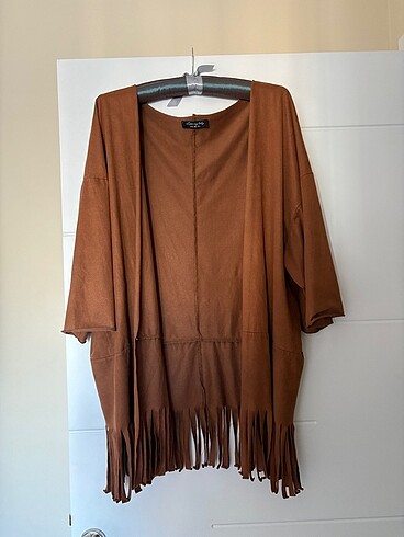 Süet püsküllü kimono