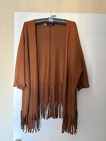 46 Beden camel Renk Süet püsküllü kimono