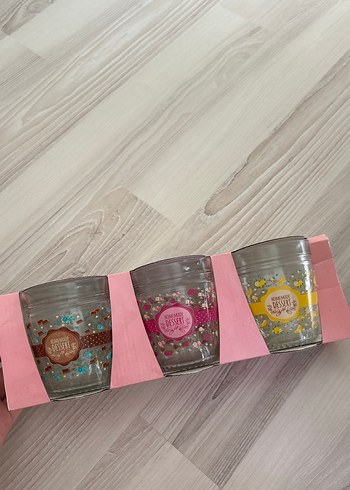 Beden Renk Pastel Renkli 3'lü Mini Tatlı Kavanozu Seti