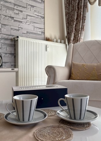 Beden English Home 2'li Beyaz Siyah Noktalı Fincan Takımı