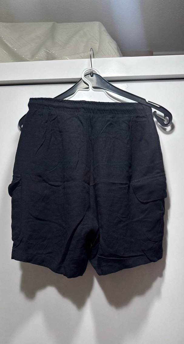 Siyah Keten Şort - Görsel 2