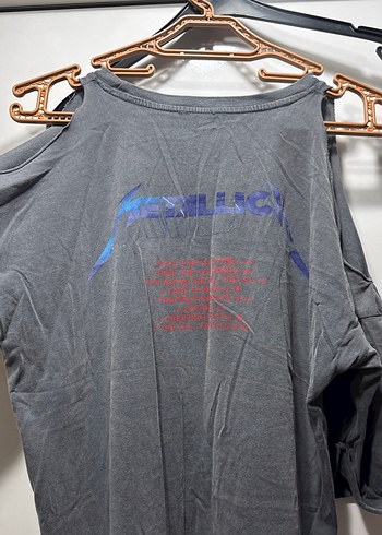 Metallic Baskılı Gri Rock Punk Tişört - Görsel 5