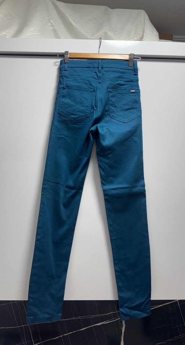 Parlak Mavi Denim Kadın Skinny Pantolon - Görsel 3