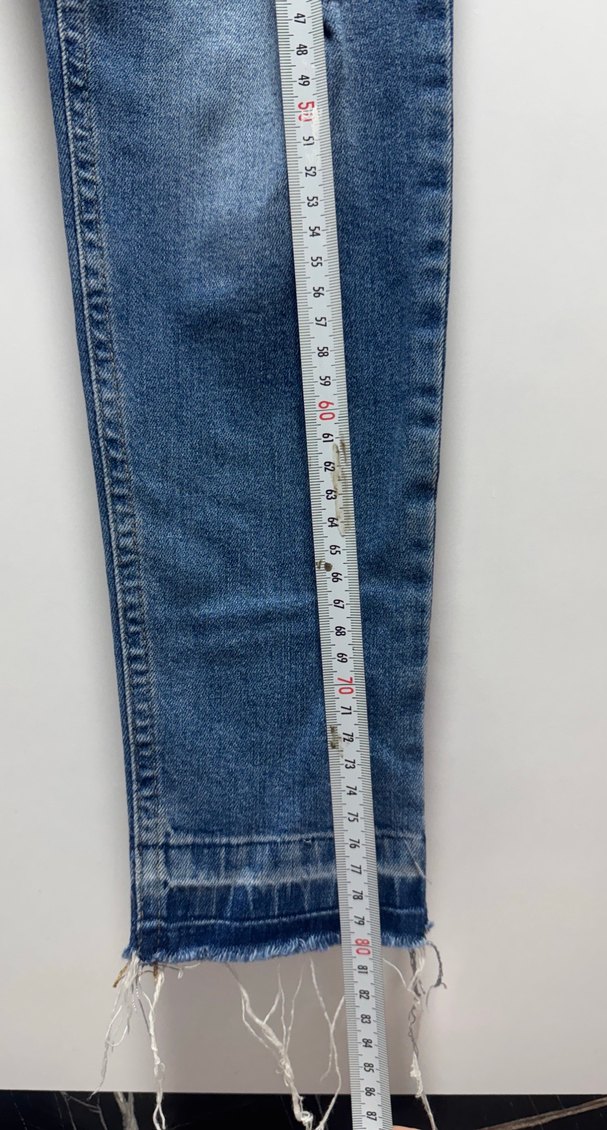 Yırtık Detaylı Midi Boy Mavi Kadın Kot Pantolon - Görsel 2