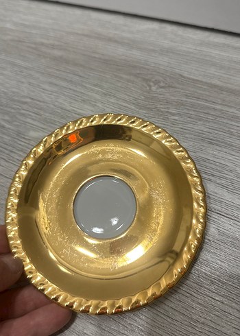Beden Parlak Altın Renkli Kahve Fincanı ve Tabağı