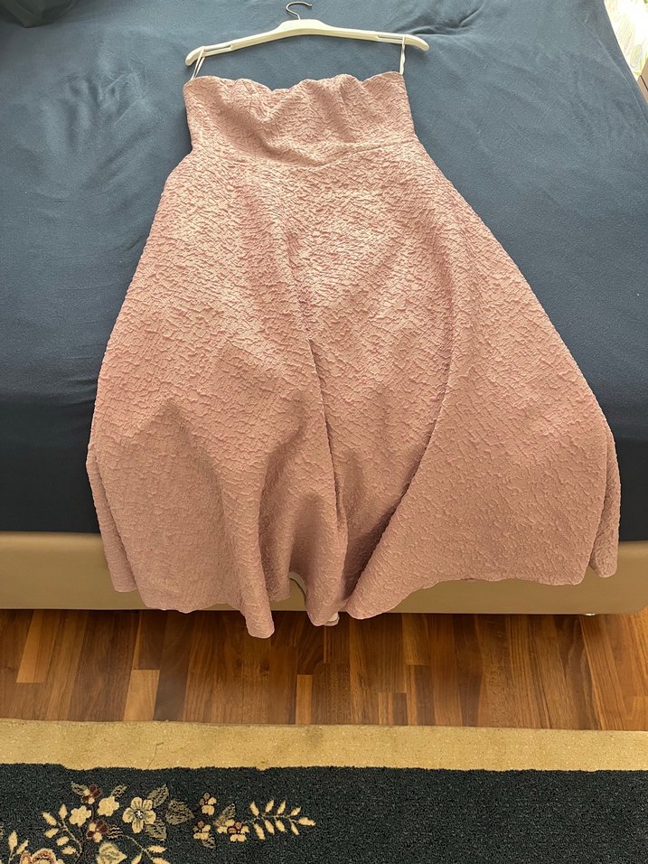 Pembe Nakışlı Midi Abiye Elbise - Görsel 4