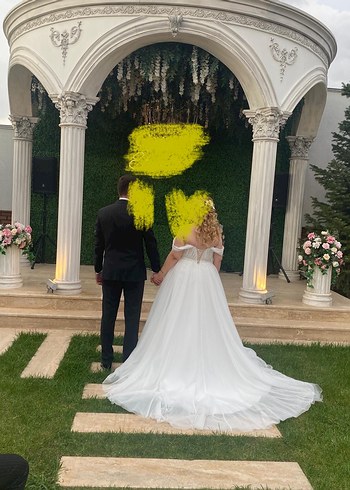 Dai Marka Tüllü Düşük Omuzlu Gelinlik - Görsel 5