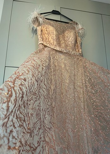 ILMIO marka pudra rengi A kesim abiye elbise - Görsel 6