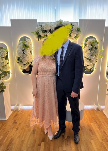 ILMIO marka pudra rengi A kesim abiye elbise - Görsel 3