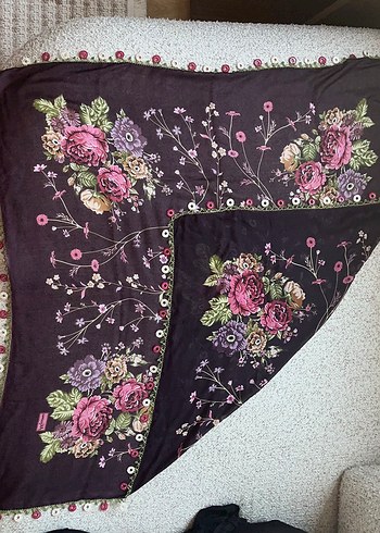 Büyük Motifli Tığ Oyası Tülbent - El Emeği - Sıfır - Çeyizlik - Görsel 5