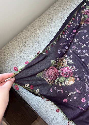 Büyük Motifli Tığ Oyası Tülbent - El Emeği - Sıfır - Çeyizlik - Görsel 6