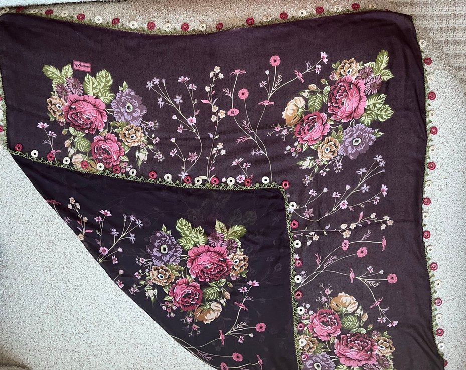 Büyük Motifli Tığ Oyası Tülbent - El Emeği - Sıfır - Çeyizlik - Görsel 4