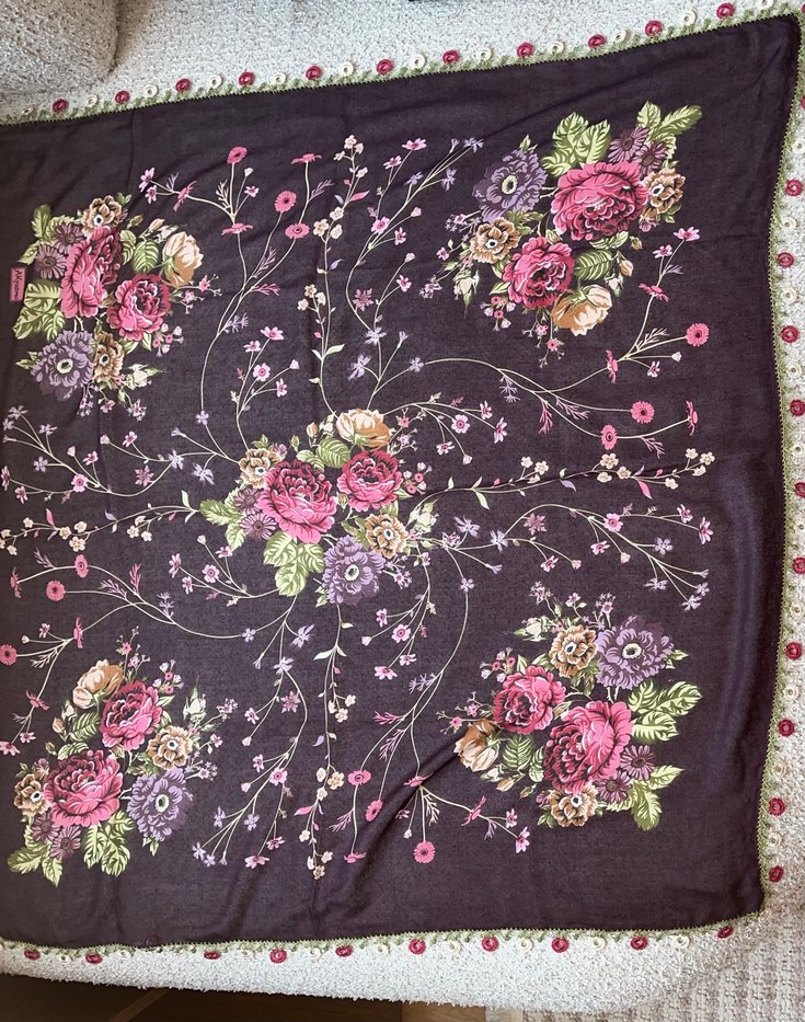 Büyük Motifli Tığ Oyası Tülbent - El Emeği - Sıfır - Çeyizlik - Görsel 2