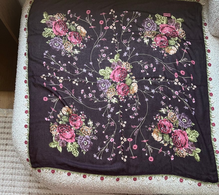 Büyük Motifli Tığ Oyası Tülbent - El Emeği - Sıfır - Çeyizlik - Görsel 3