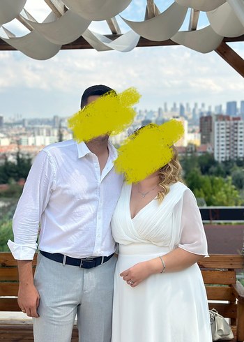 Diğer Kolları tül detaylı A kesim Nikah Elbisesi