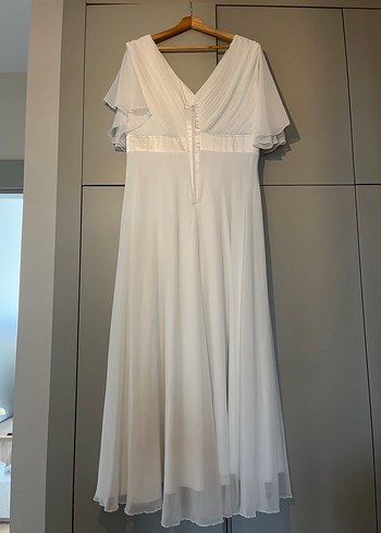 Kolları tül detaylı A kesim Nikah Elbisesi - Görsel 5