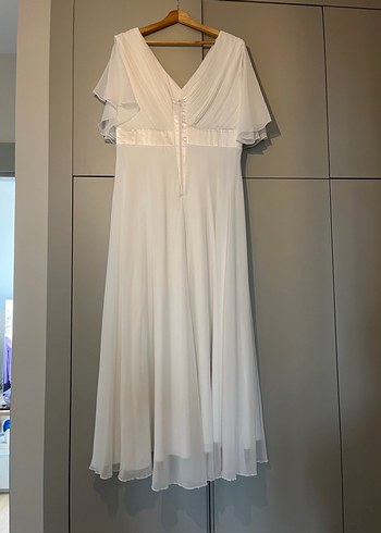 Kolları tül detaylı A kesim Nikah Elbisesi - Görsel 6