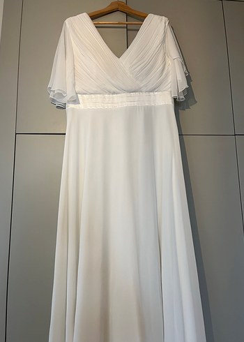 Kolları tül detaylı A kesim Nikah Elbisesi - Görsel 7