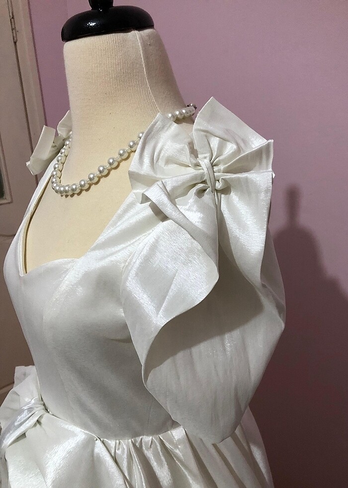 vintage saten gelinlik - Görsel 2