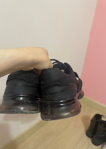 39 Beden siyah Renk Siyah Kadın Spor Ayakkabı Velcro Detaylı