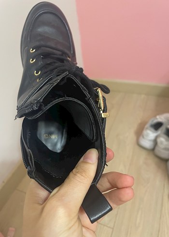 35 Beden siyah Renk Siyah Deri Tokalı Goth Kadın Bot