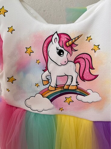 4 Yaş Beden Kız çocuk unicorn elbise