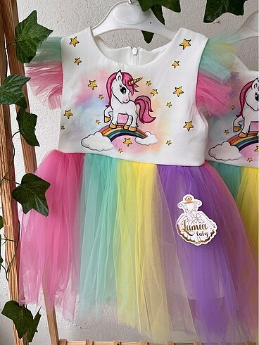 4 Yaş Beden çeşitli Renk Kız çocuk unicorn elbise