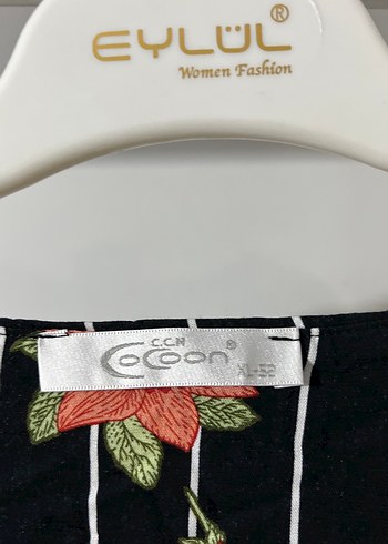 52 Beden Çiçekli Çizgili Bohem Uzun Elbise