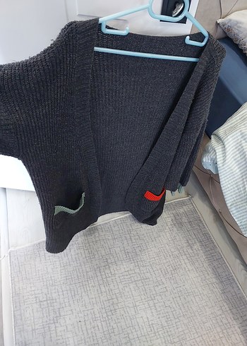 Siyah Triko Midi Kadın Hırka - Görsel 4