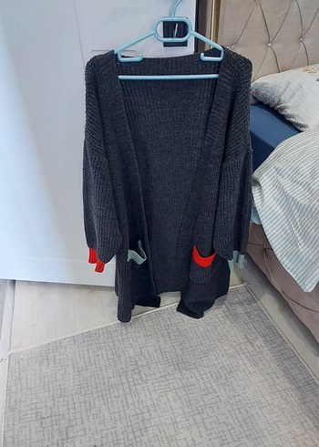 Siyah Triko Midi Kadın Hırka - Görsel 2