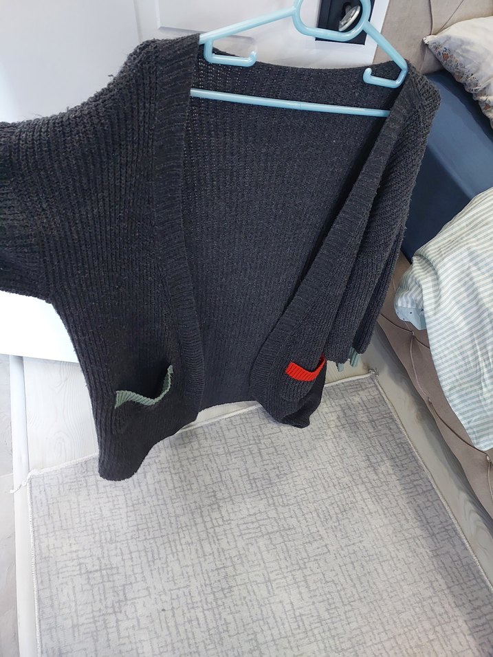 Siyah Triko Midi Kadın Hırka - Görsel 4