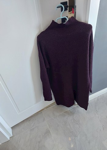 Bordo Kadın Boğazlı Örgü Triko - Görsel 2